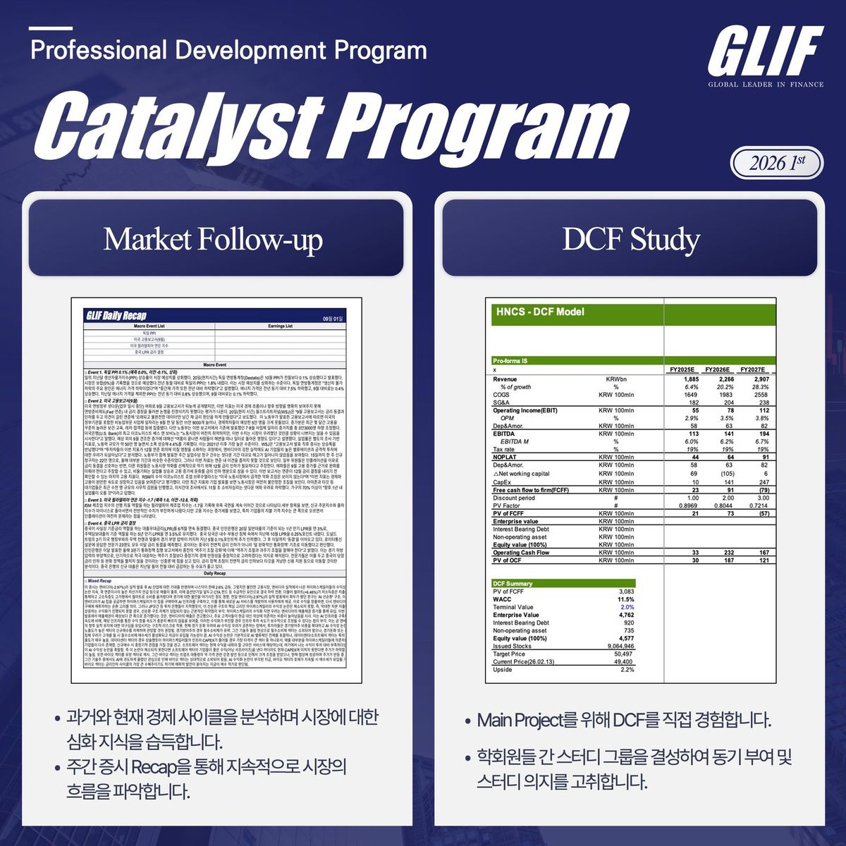 Catalyst Program — Market Follow-up & DCF Study